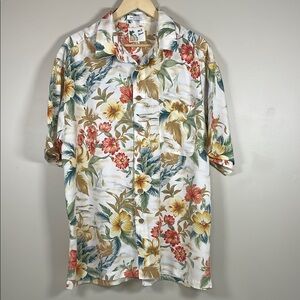 M.E.SPORT Men’s Vibrant Floral Print Hawaiian Short Sleeve Button Down‎ Cabana